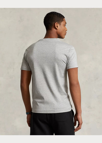 Ralph Lauren Custom Slim Fit Interlock T-Shirt από Απαλό Βαμβάκι | Γκρι