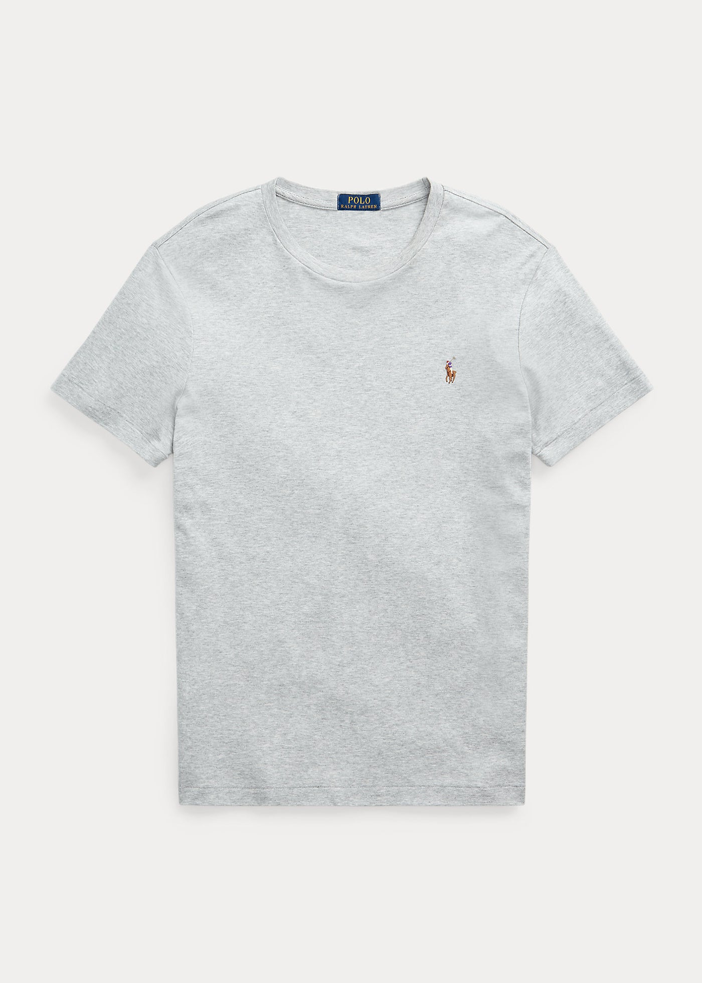 Ralph Lauren Custom Slim Fit Interlock T-Shirt από Απαλό Βαμβάκι | Γκρι