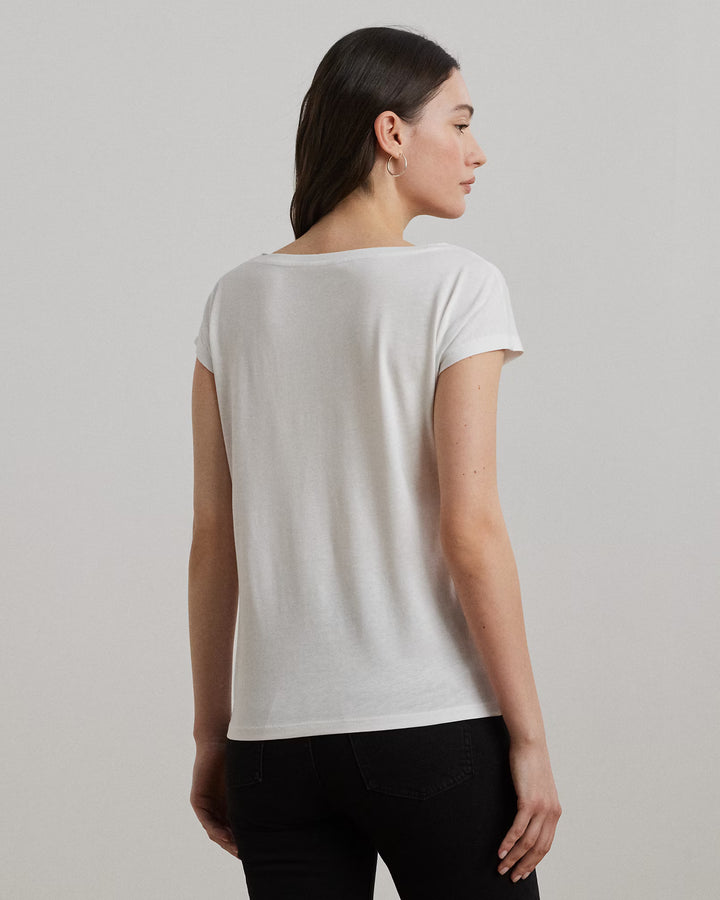 Lauren Ralph Lauren Logo-Print Cotton-Blend Top | White