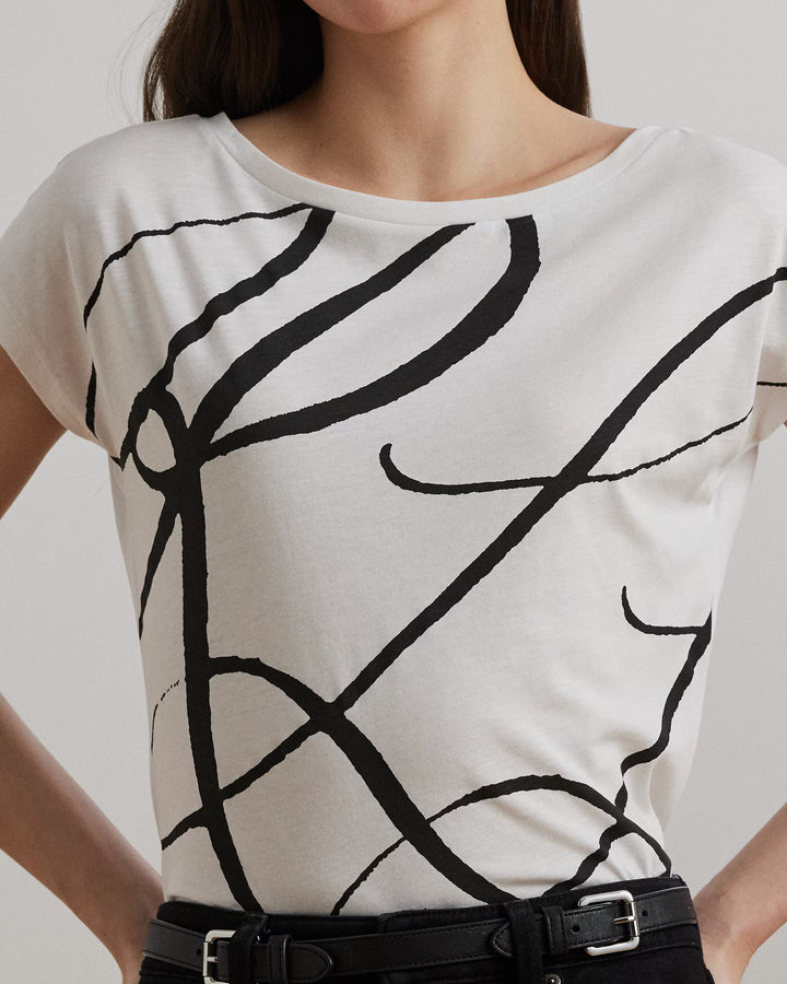 Lauren Ralph Lauren Logo-Print Cotton-Blend Top | White