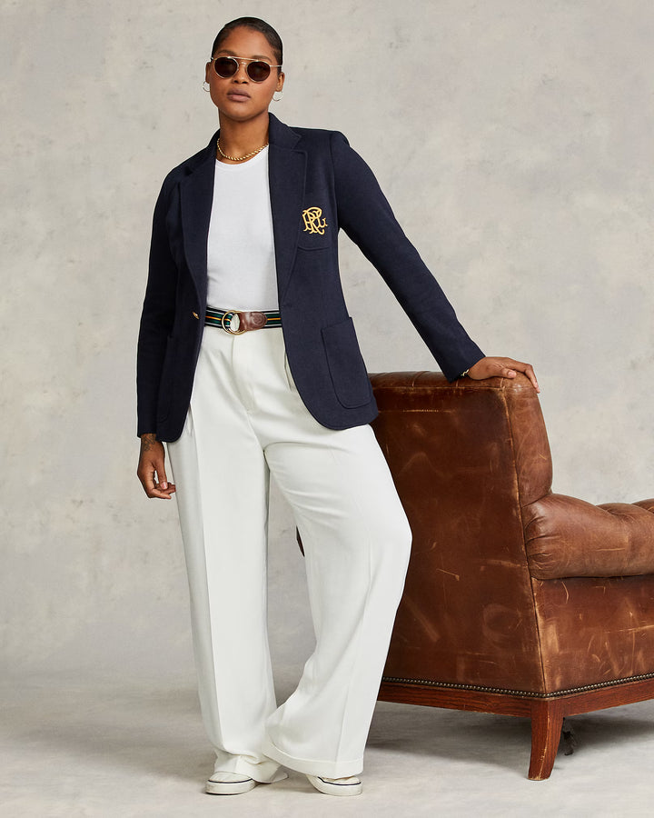 Ralph Lauren Double-Knit Jacquard Blazer | Avenue Navy