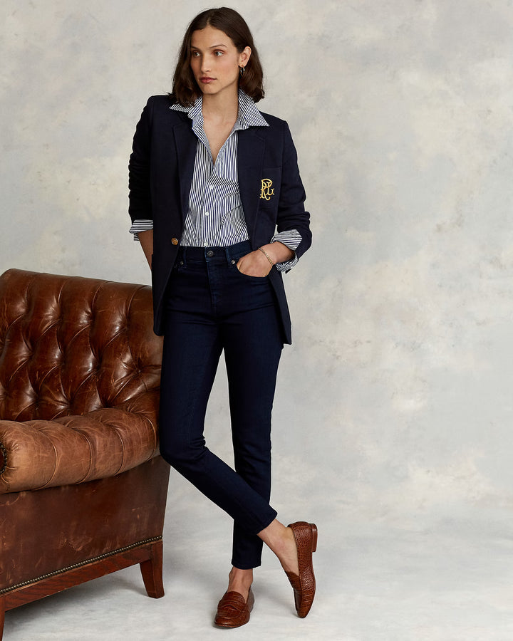 Ralph Lauren Double-Knit Jacquard Blazer | Avenue Navy