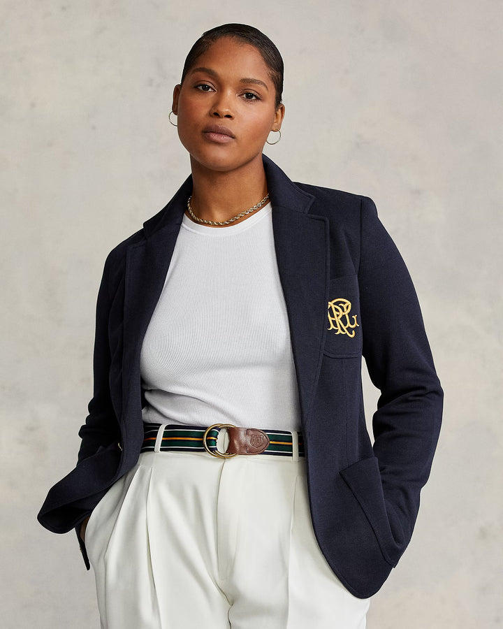 Ralph Lauren Double-Knit Jacquard Blazer | Avenue Navy