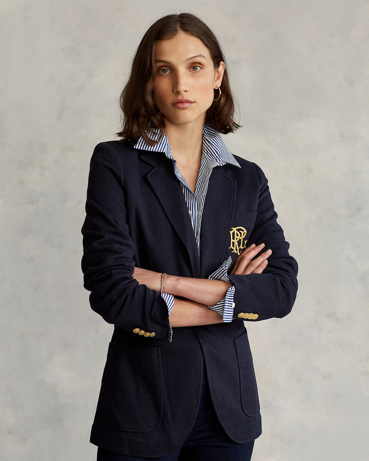 Ralph Lauren Double-Knit Jacquard Blazer | Avenue Navy