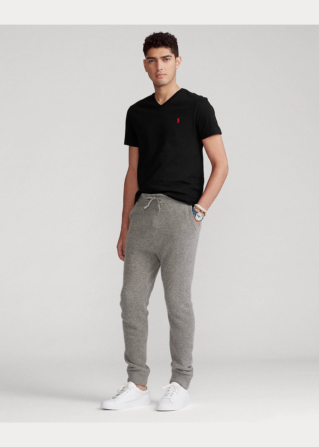 Ralph Lauren Custom Slim Fit Τζέρσεϊ T-Shirt με V Λαιμό | Μαύρο