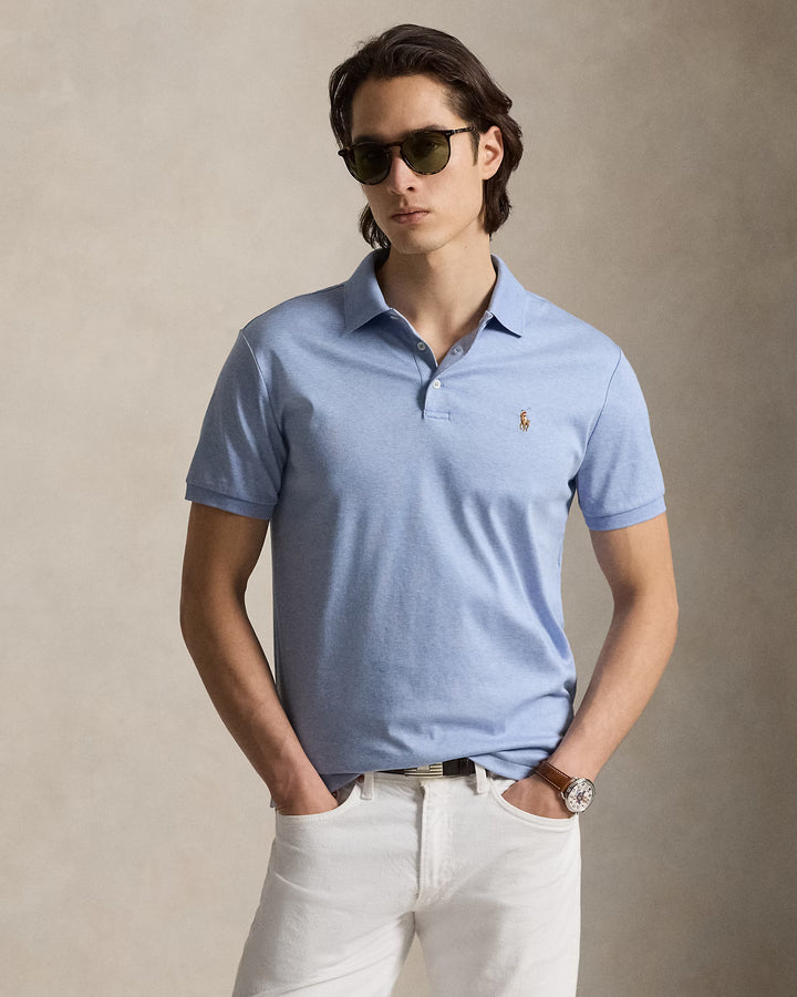 Ralph Lauren Custom Slim Fit Soft Cotton Interlock Polo Shirt | Isle Blue