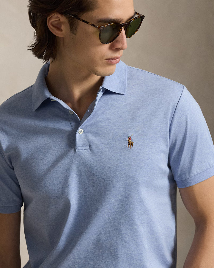 Ralph Lauren Custom Slim Fit Soft Cotton Interlock Polo Shirt | Isle Blue