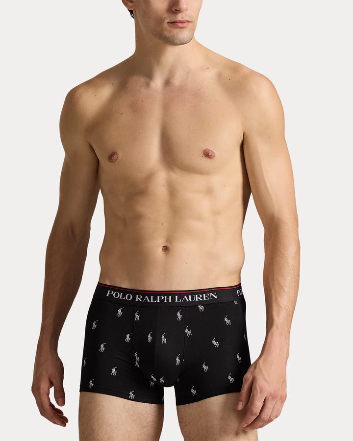 Ralph Lauren Classic Stretch-Cotton Trunk 3-Pack | Black/Stripes