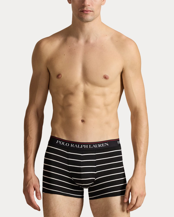 Ralph Lauren Classic Stretch-Cotton Trunk 3-Pack | Black/Stripes