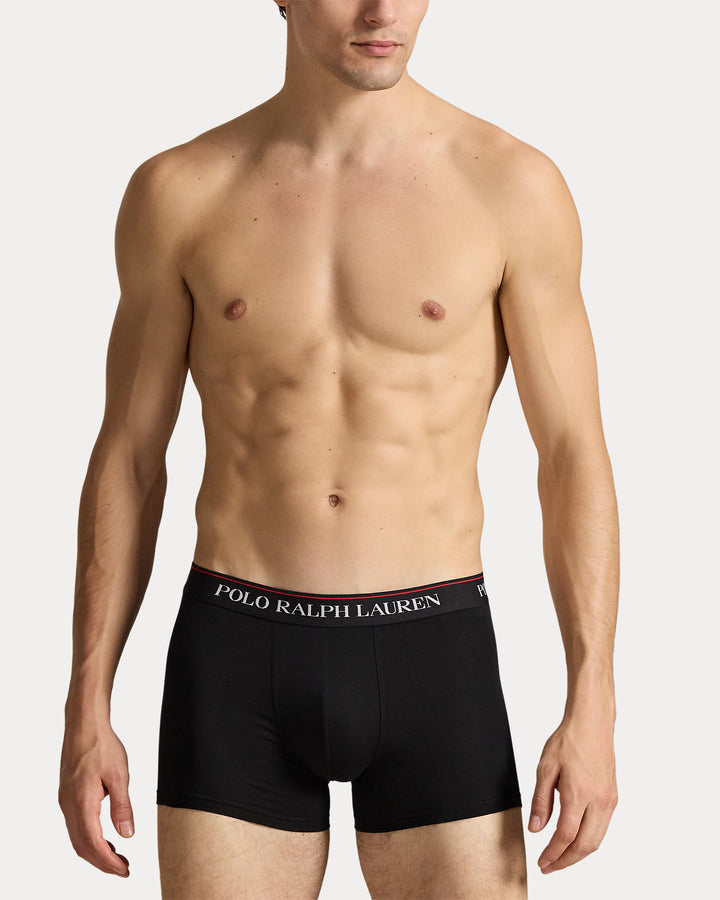 Ralph Lauren Classic Stretch-Cotton Trunk 3-Pack | Black/Stripes