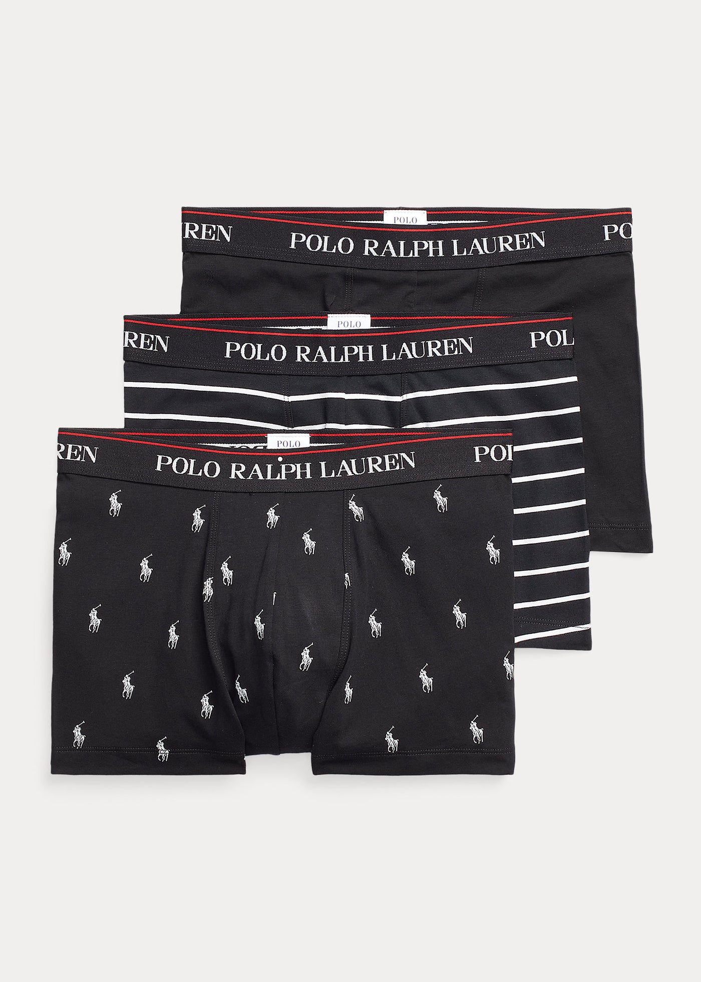 Ralph Lauren Κλασικό Ελαστικό Βαμβακερό Μπόξερ σε Τριάδα | Μαύρο/Μαύρες Ρίγες