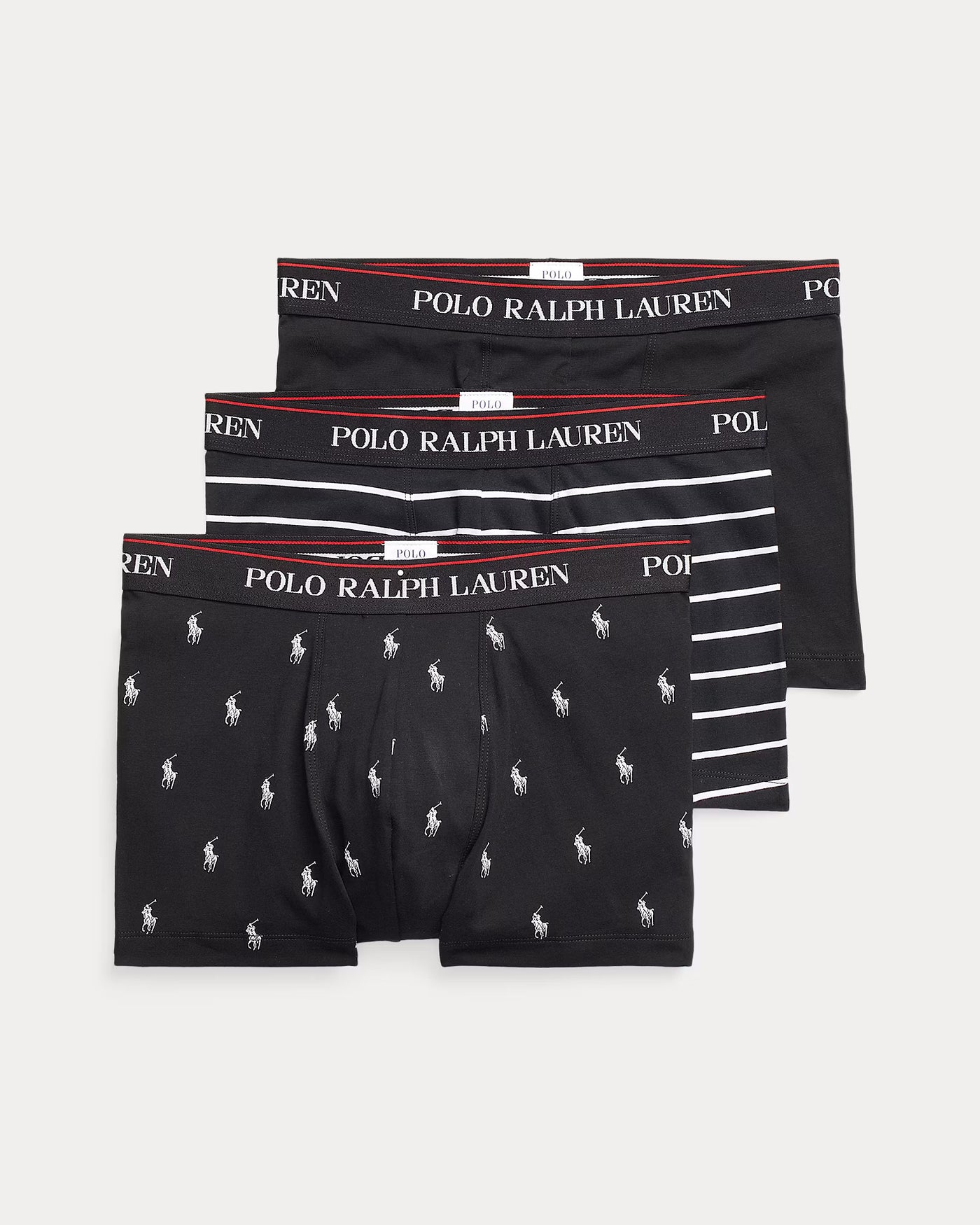 Ralph Lauren Classic Stretch-Cotton Trunk 3-Pack | Black/Stripes