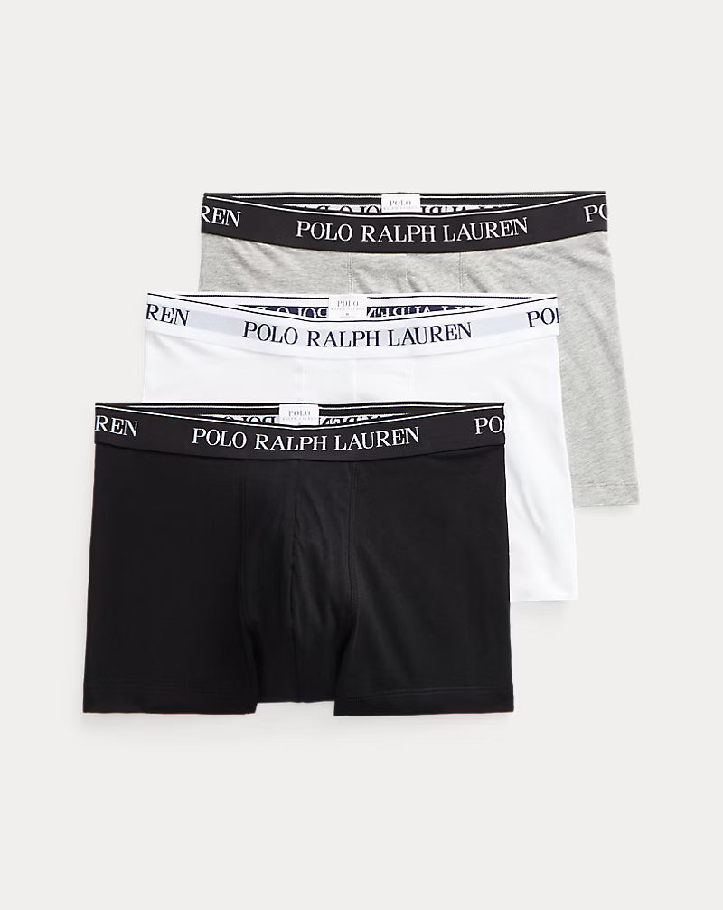 Ralph Lauren Stretch Cotton Boxer Shorts 3-Pack | White/Black/Grey