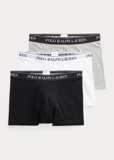 Ralph Lauren Κλασικό Ελαστικό Βαμβακερό Μπόξερ σε Τριάδα | Μαύρο/Λευκό/Γκρι