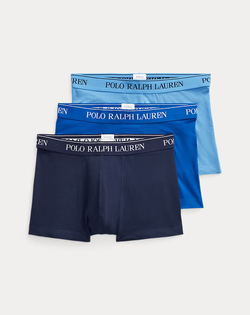 Ralph Lauren Stretch Cotton Boxer Shorts 3-Pack | Navy/Royal/Sky