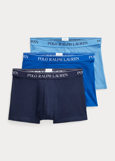 Ralph Lauren Κλασικό Ελαστικό Βαμβακερό Μπόξερ σε Τριάδα | Σκούρο Μπλε/Μπλε/Γαλάζιο