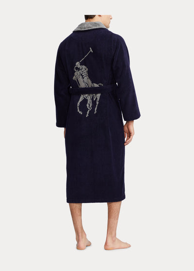 Ralph Lauren Βαμβακερή Terry Μπουρνούζι | Σκούρο Μπλε/Γκρι