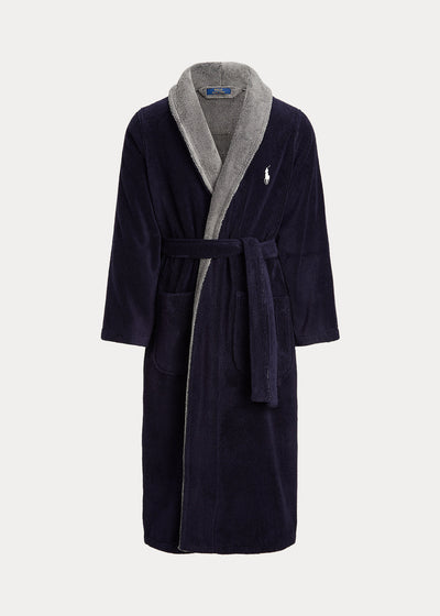 Ralph Lauren Βαμβακερή Terry Μπουρνούζι | Σκούρο Μπλε/Γκρι