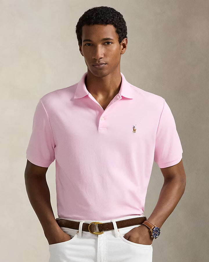 Ralph Lauren Custom Slim Fit Soft Cotton Interlock Polo Shirt | Carmel Pink