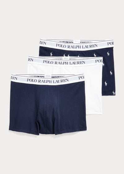 Ralph Lauren Classic Stretch Cotton Trunk 3-Pack | Navy/White/Pony