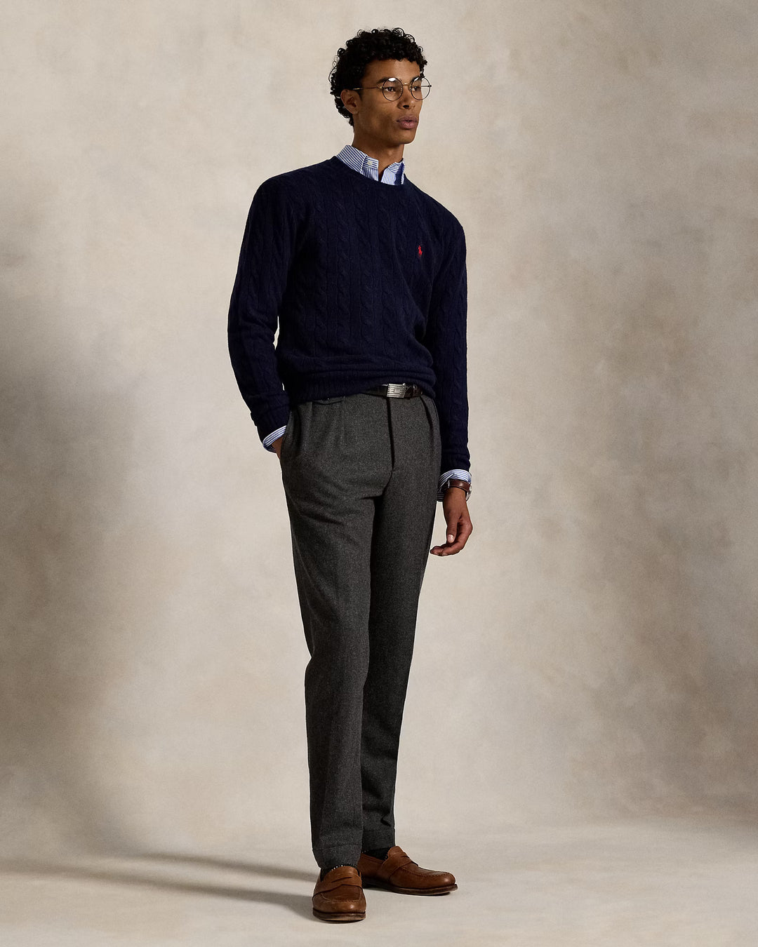 Ralph Lauren Cable-Knit Wool-Cashmere Jumper | Hunter Navy
