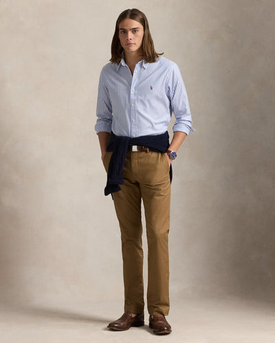 Ralph Lauren Custom Fit Striped Stretch Oxford Shirt | Blue/White