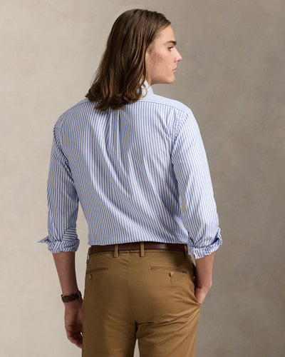 Ralph Lauren Custom Fit Striped Stretch Oxford Shirt | Blue/White
