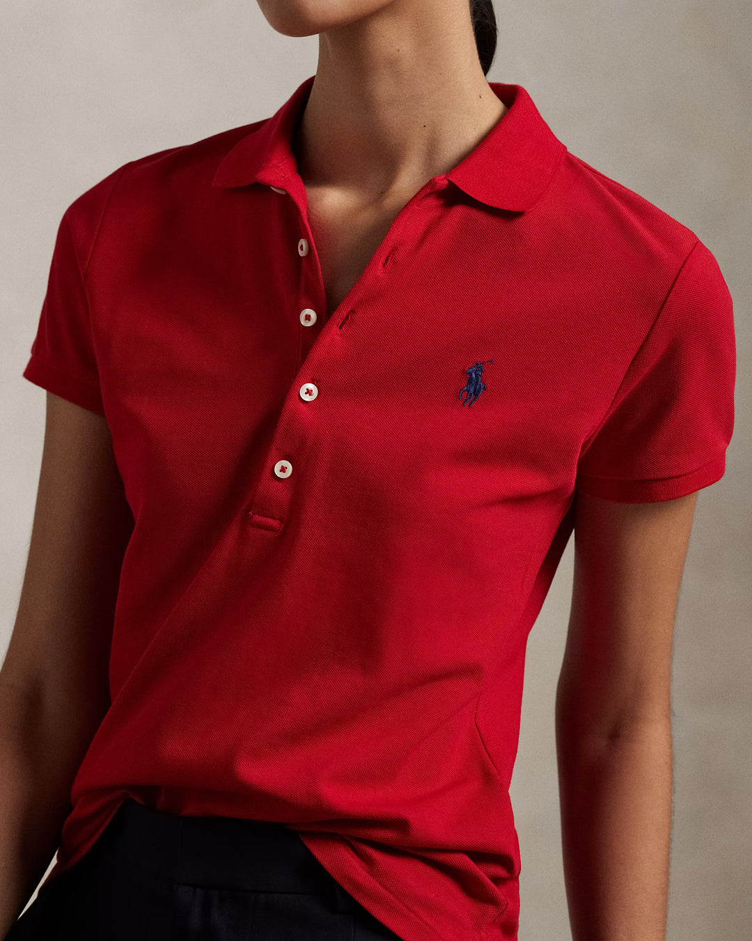Ralph Lauren Slim Fit Stretch Women's Polo Shirt | Red