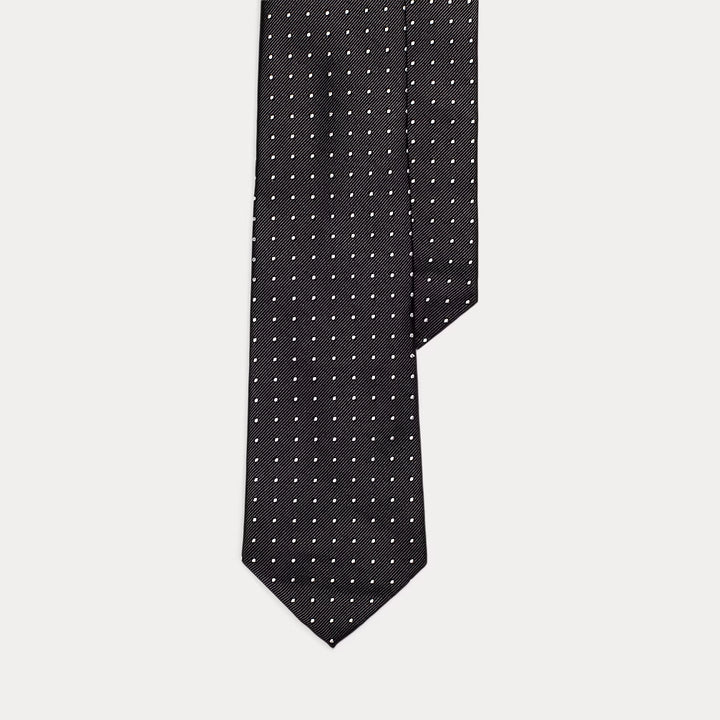 Ralph Lauren Polka Dot Silk Repp Tie | Black/White