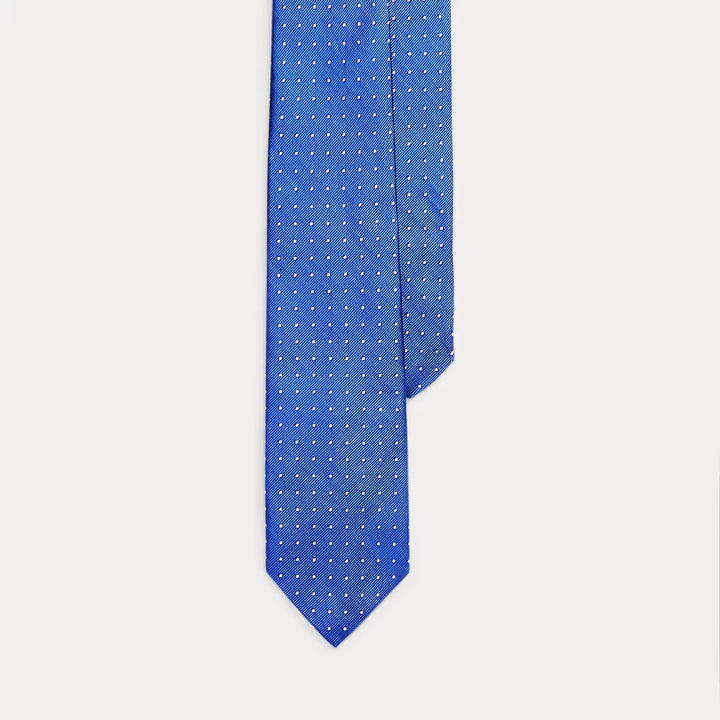 Ralph Lauren Polka Dot Silk Repp Tie | Blue/White