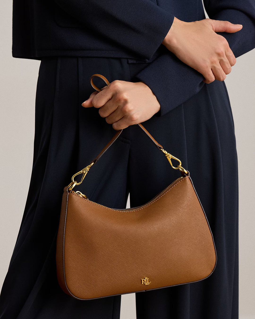 Lauren Ralph Lauren Crosshatch Leather Medium Danni Bag | Lauren Tan