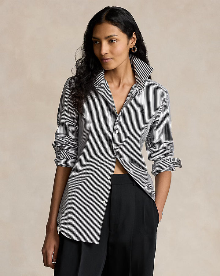 Ralph Lauren Slim Fit Striped Cotton Shirt | White/Black