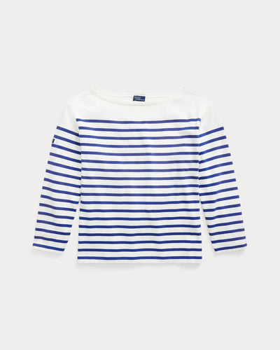 Ralph Lauren Striped Boatneck Mariner Tee Relaxed Fit | Sapphire/White