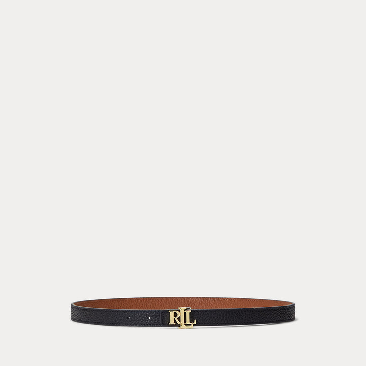 Lauren Ralph Lauren Reversible Skinny Leather Logo Belt | Black/Tan