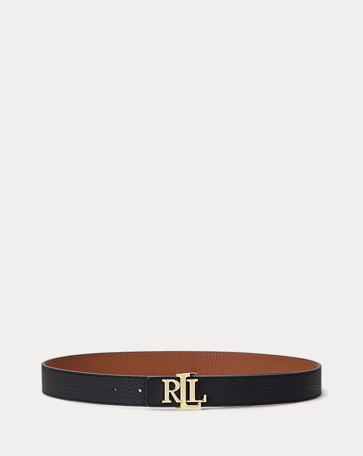 Lauren Ralph Lauren Logo Reversible Pebbled Leather 2.5 cm Wide Belt | Black/Tan