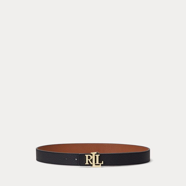 Lauren Ralph Lauren Logo Reversible Pebbled Leather Belt | Black/Tan