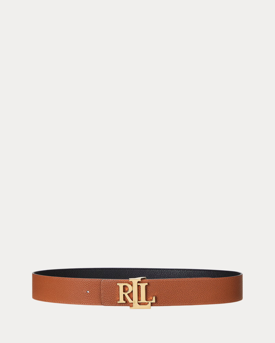 Lauren Ralph Lauren Reversible Pebbled Leather Wide Belt | Black/Tan