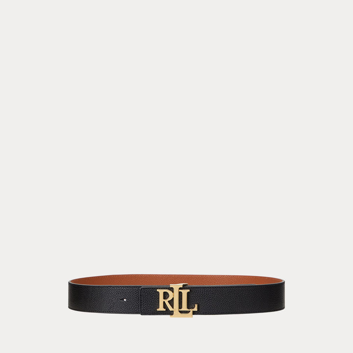 Lauren Ralph Lauren Reversible Pebbled Leather Wide Belt | Black/Tan