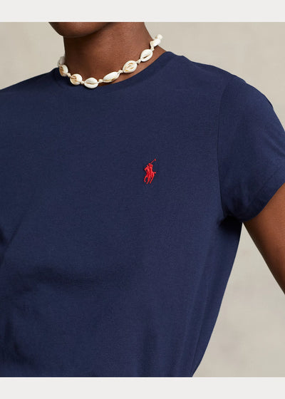 Ralph Lauren Βαμβακερό Τζέρσεϊ T-Shirt με Λαιμόκοψη | Σκούρο Μπλε