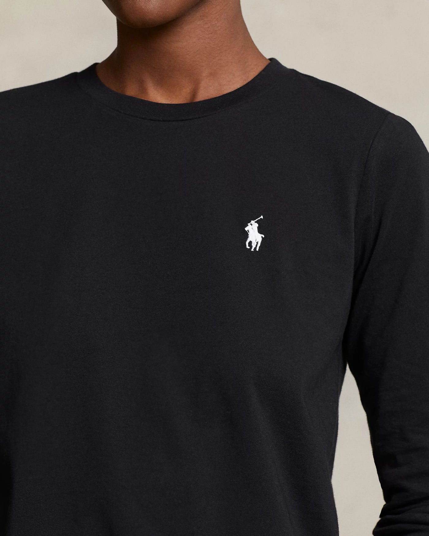 Ralph Lauren Μακρυμάνικο Τζέρσευ T-Shirt Λαιμόκοψη | Μαύρο