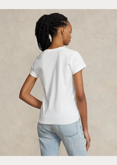 Ralph Lauren Βαμβακερό Τζέρσεϊ T-Shirt με V Λαιμό | Λευκό