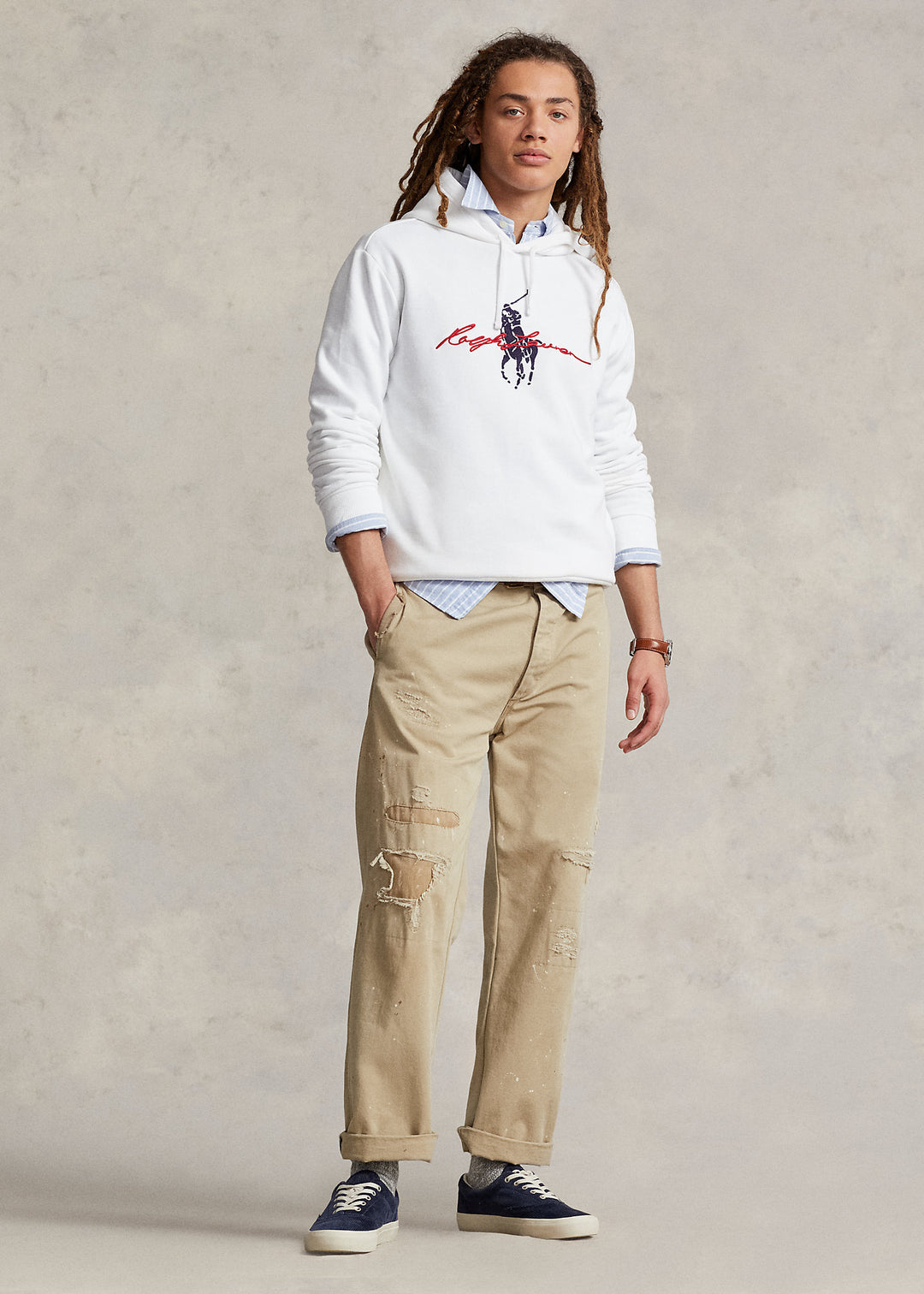 Ralph Lauren Fleece Φούτερ με Μεγάλο Πόνυ | Λευκό