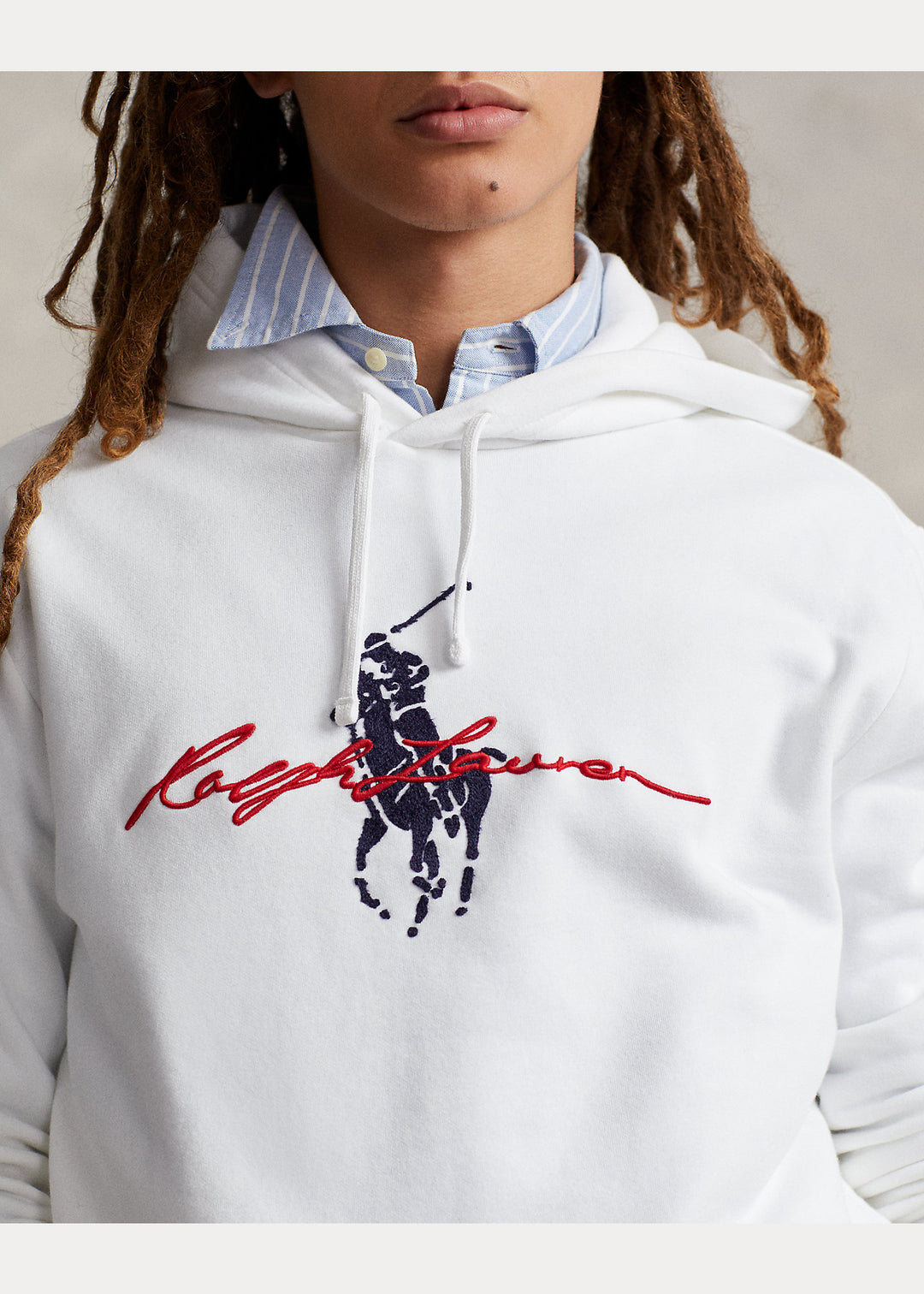 Ralph Lauren Fleece Φούτερ με Μεγάλο Πόνυ | Λευκό