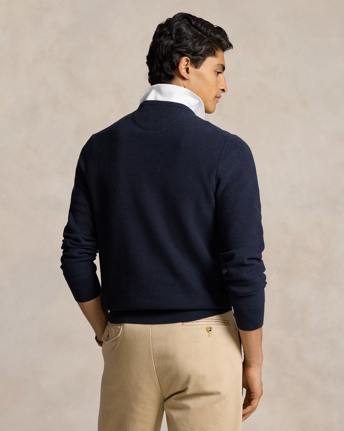 Ralph Lauren Textured Βαμβακερό Πουλόβερ | Σκούρο Μπλε