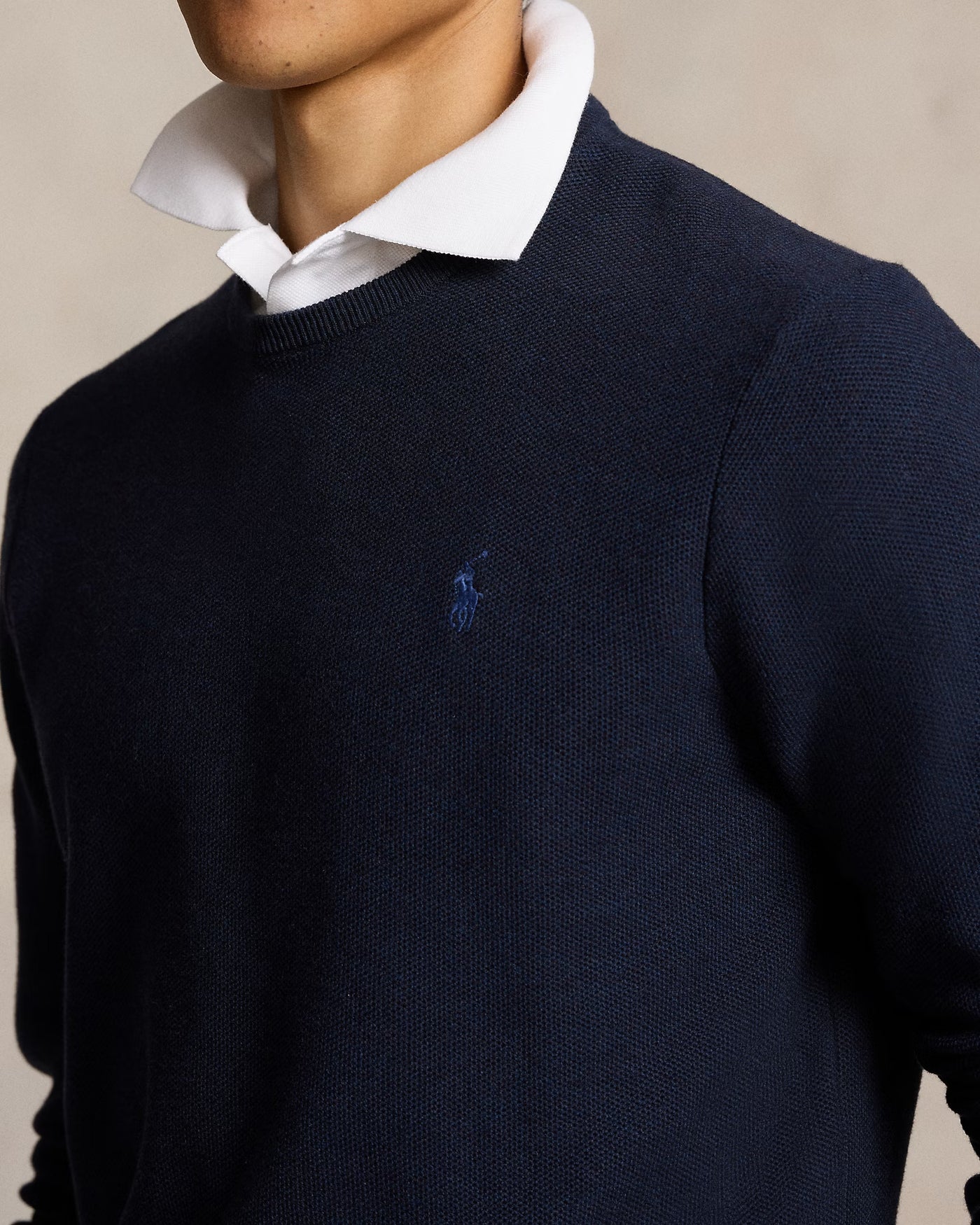 Ralph Lauren Textured Βαμβακερό Πουλόβερ | Σκούρο Μπλε