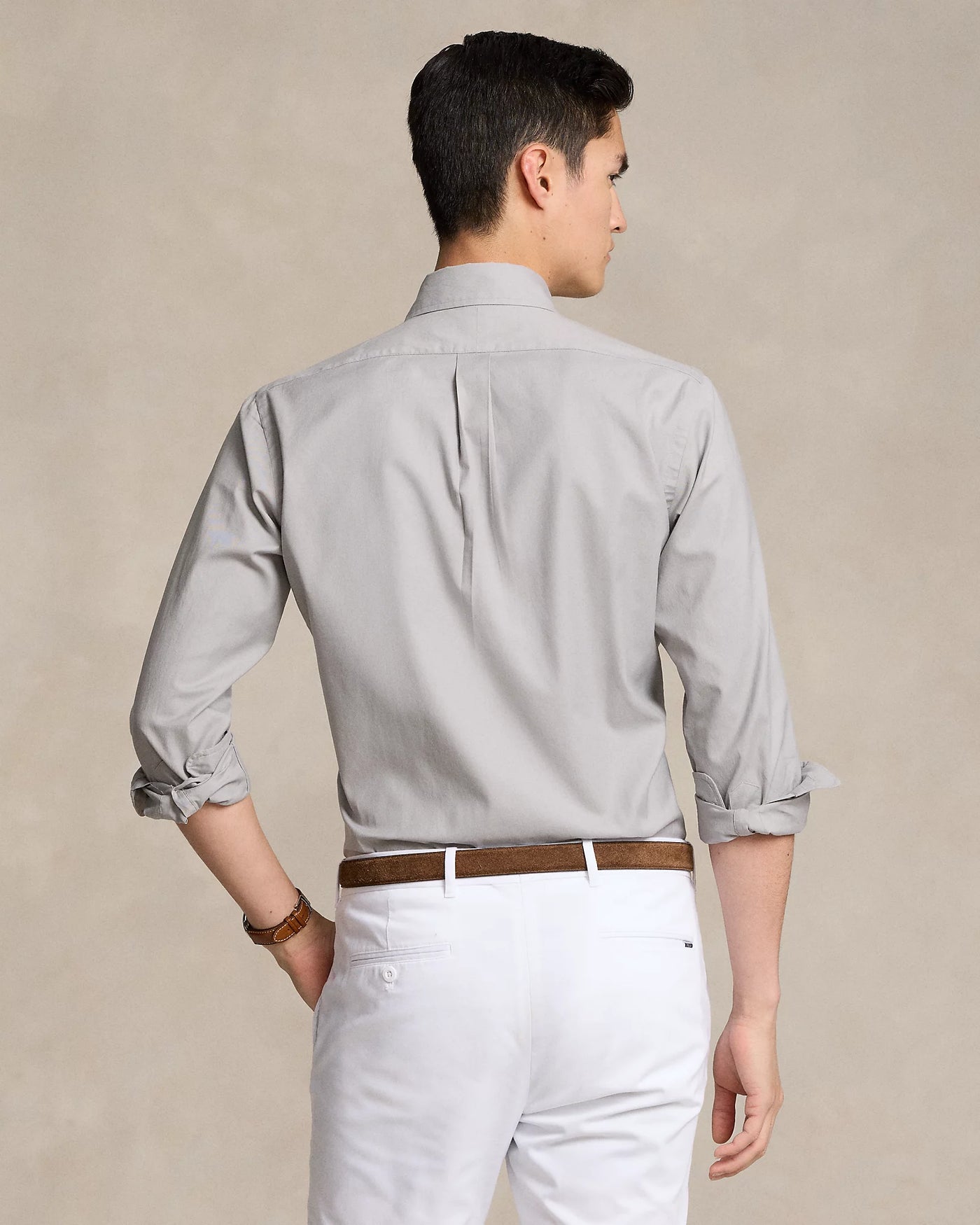 Ralph Lauren Custom Fit Stretch Oxford Shirt | Grey