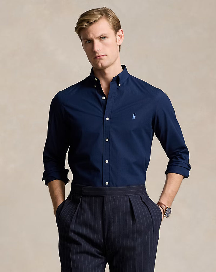 Ralph Lauren Slim Fit Stretch Poplin Shirt | Newport Navy