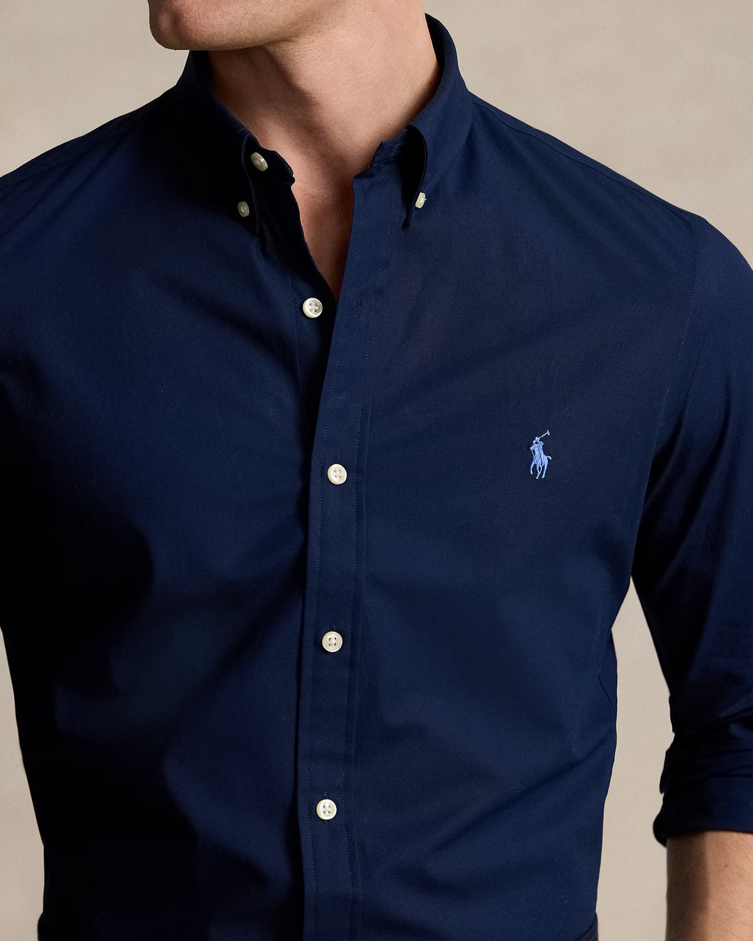 Ralph Lauren Slim Fit Stretch Poplin Shirt | Newport Navy