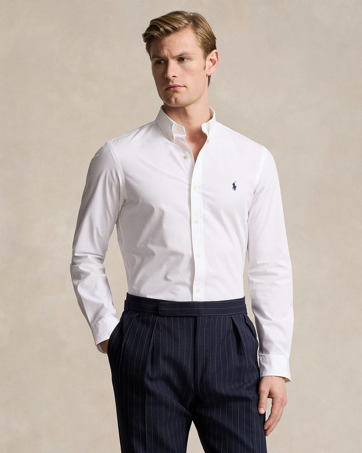 Ralph Lauren Slim Fit Stretch Poplin Shirt | White