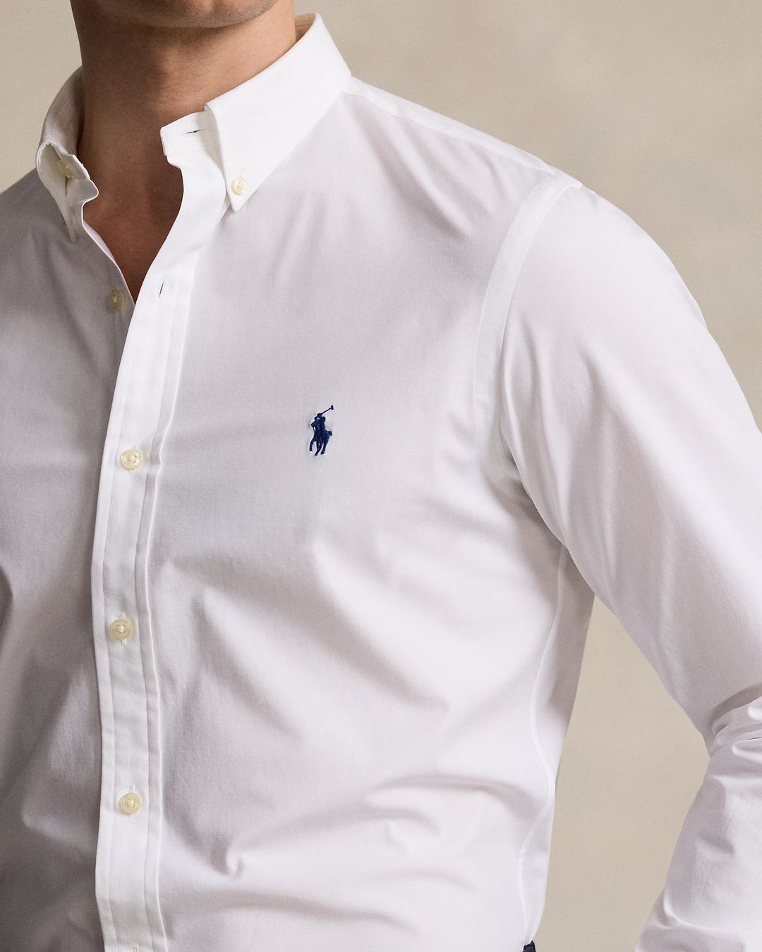 Ralph Lauren Slim Fit Stretch Poplin Shirt | White
